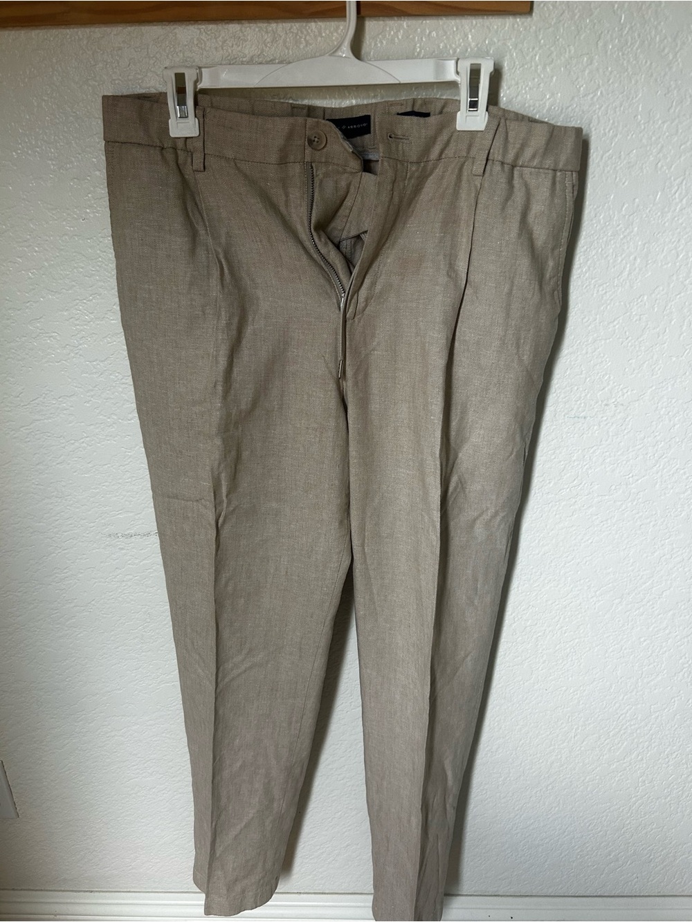 Men's Taupe Dress Pants - Tailored Linen-Blend